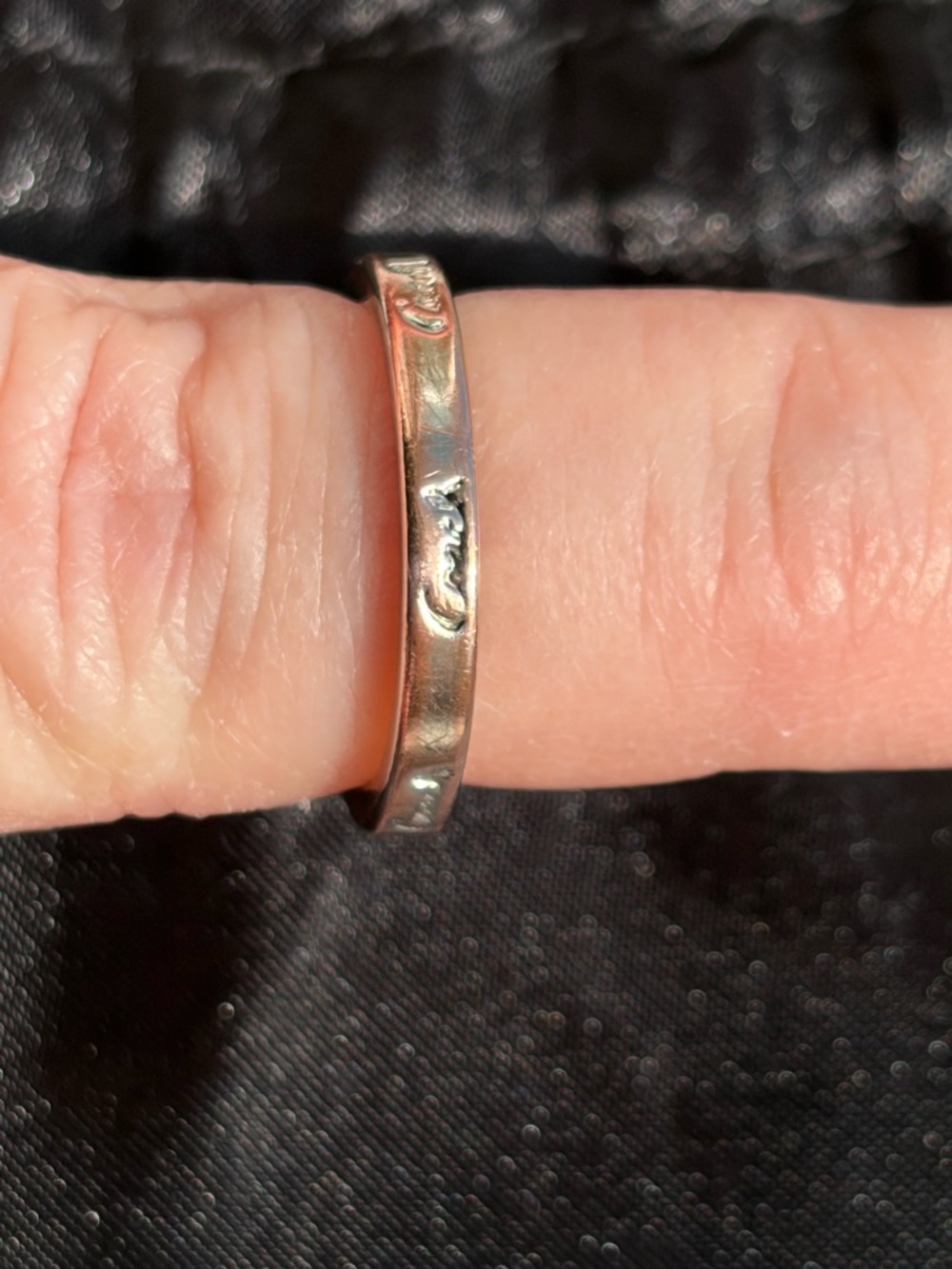 Coach Silver Tone Script Logo Band Ring Size 7